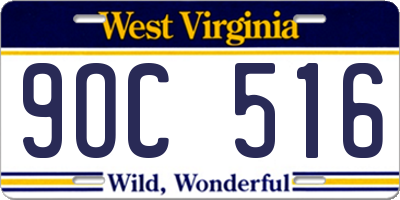 WV license plate 9OC516