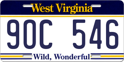 WV license plate 9OC546