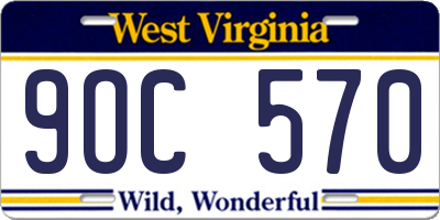 WV license plate 9OC570