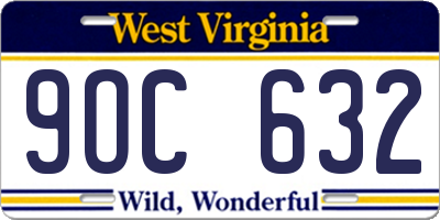 WV license plate 9OC632