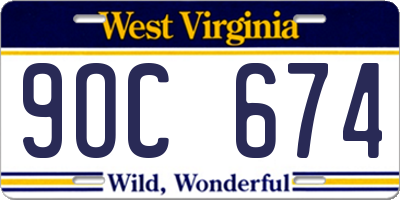 WV license plate 9OC674