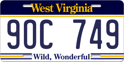WV license plate 9OC749