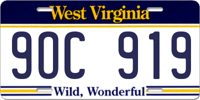 WV license plate 9OC919