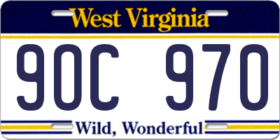 WV license plate 9OC970