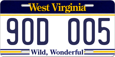 WV license plate 9OD005