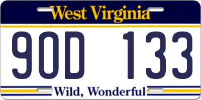 WV license plate 9OD133