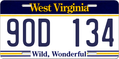 WV license plate 9OD134