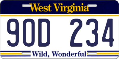 WV license plate 9OD234