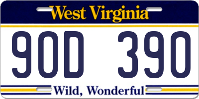 WV license plate 9OD390