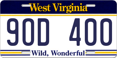 WV license plate 9OD400
