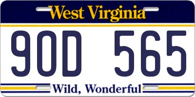 WV license plate 9OD565