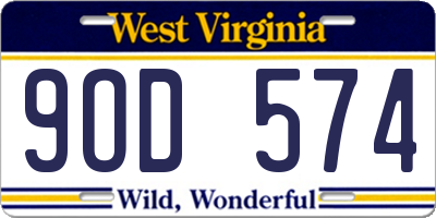 WV license plate 9OD574