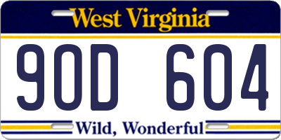 WV license plate 9OD604