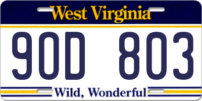 WV license plate 9OD803