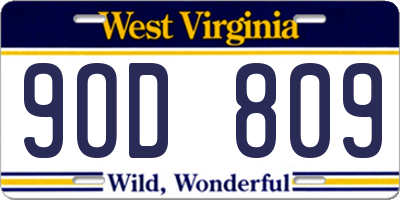 WV license plate 9OD809