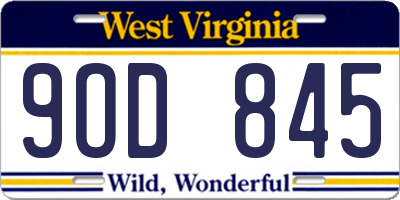 WV license plate 9OD845