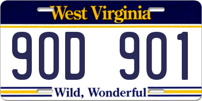 WV license plate 9OD901