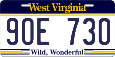 WV license plate 9OE730
