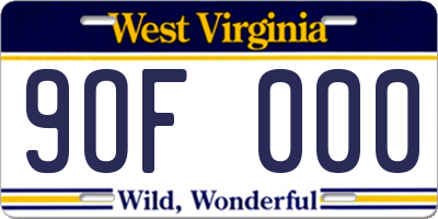 WV license plate 9OF000