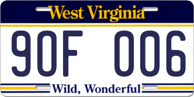 WV license plate 9OF006