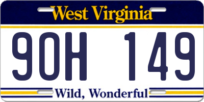 WV license plate 9OH149