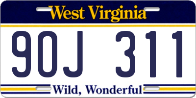 WV license plate 9OJ311