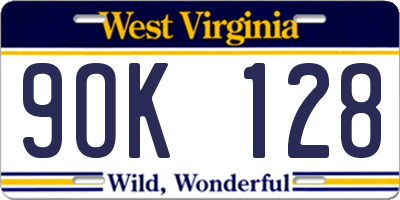 WV license plate 9OK128