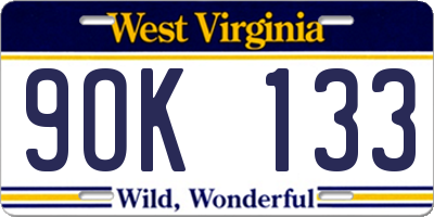 WV license plate 9OK133