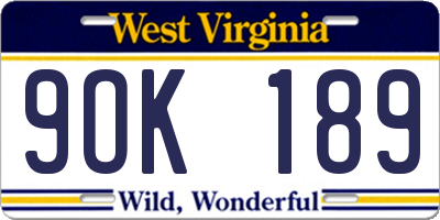 WV license plate 9OK189