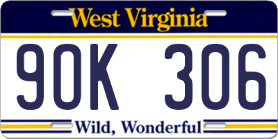 WV license plate 9OK306