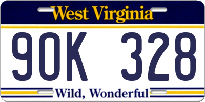 WV license plate 9OK328