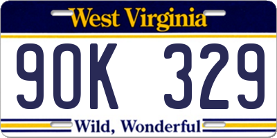 WV license plate 9OK329