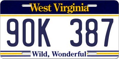 WV license plate 9OK387