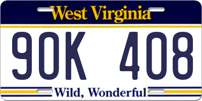 WV license plate 9OK408