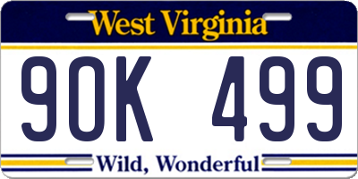 WV license plate 9OK499