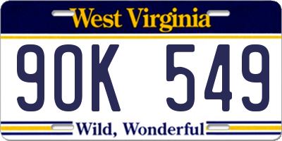 WV license plate 9OK549