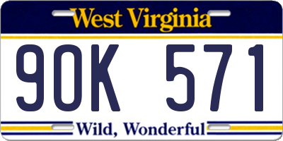 WV license plate 9OK571