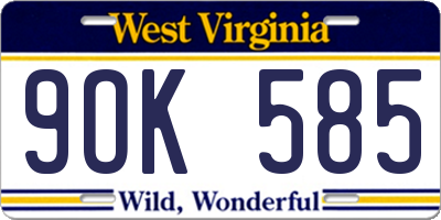 WV license plate 9OK585