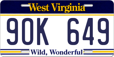WV license plate 9OK649