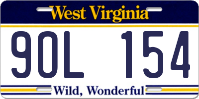 WV license plate 9OL154
