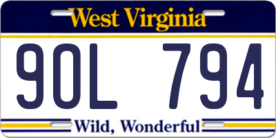 WV license plate 9OL794