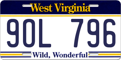 WV license plate 9OL796
