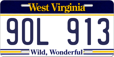 WV license plate 9OL913