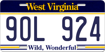 WV license plate 9OL924