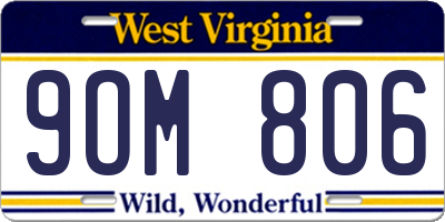 WV license plate 9OM806