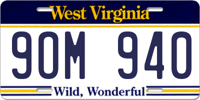 WV license plate 9OM940