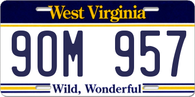 WV license plate 9OM957