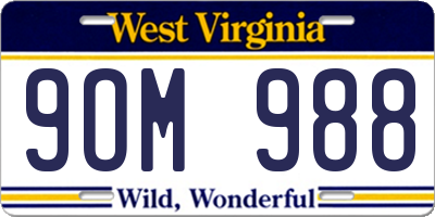 WV license plate 9OM988