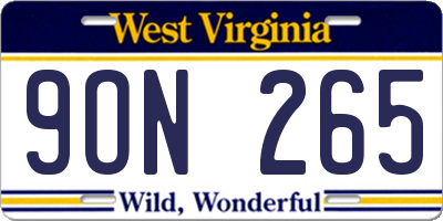 WV license plate 9ON265