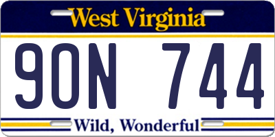 WV license plate 9ON744